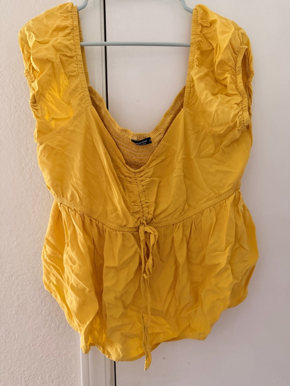 SHEIN Yellow Ruched V-Neck Drawstring Camisole